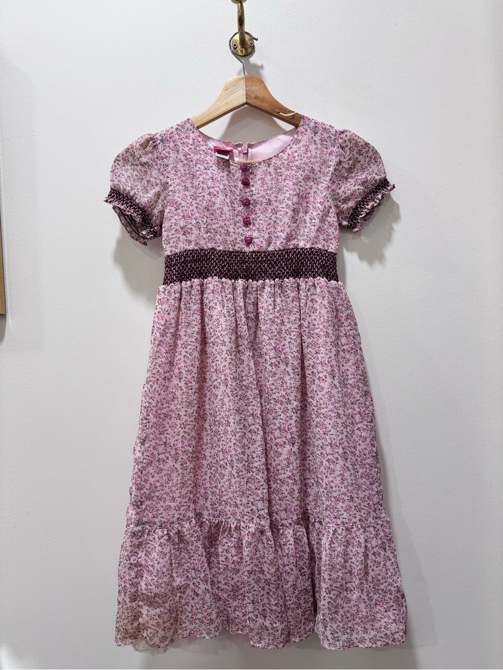 Pampolina Pink Floral Smocked Waist Dress